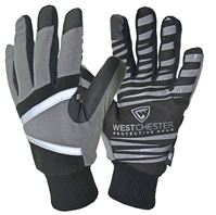 WEST CHESTER 96650/L Hi-Dexterity, Insulated Winter Gloves, L, 10-3/8 in L, Reinforced, Wing Thumb, Black/Gray