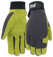 mud MD71001G-W-ML High-Dexterity Garden Gloves, Womens, M/L, Hook and Loop Cuff, Spandex/Split Leather, Grass