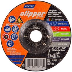 NORTON Clipper Classic AC AO/SC Series 70184609140 Grinding and Cutting Wheel, 4 in Dia, 1/8 in Thick, 5/8 in Arbor