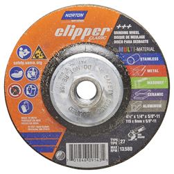 NORTON Clipper Classic AC AO/SC Series 70184609143 Grinding Wheel, 4-1/2 in Dia, 1/4 in Thick, 5/8-11 Arbor