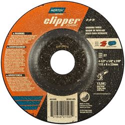 NORTON Clipper Classic A AO Series 70184601505 Grinding Wheel, 4-1/2 in Dia, 1/4 in Thick, 7/8 in Arbor
