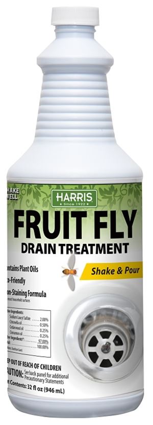 Harris FFDG-32 Fruit Fly Drain Treatment, 32 oz, Bottle, Liquid, Aromatic, Herbal, Mild, Clear