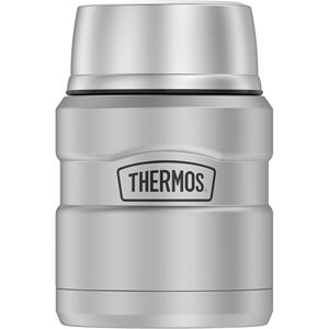 Thermos STAINLESS KING SK3000MSTRI4 Vacuum Insulated Food Jar with Foldable Spoon, 16 oz Capacity, Stainless Steel