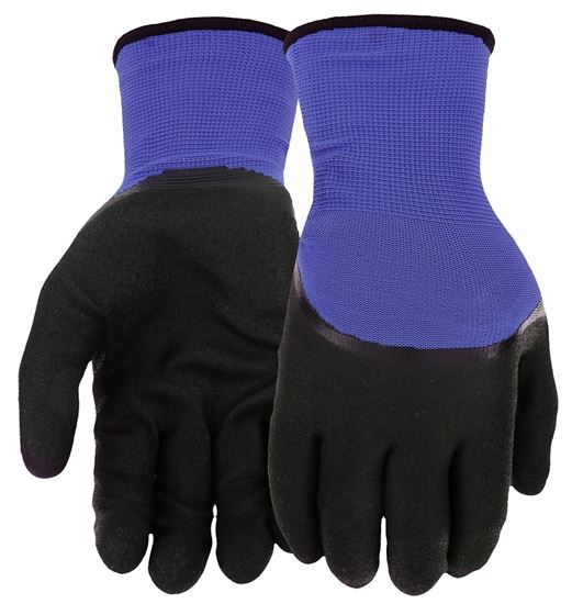 WEST CHESTER 93056/XL Dipped Gloves, Men's, XL, Elastic Knit Wrist Cuff, Nitrile Coating, Polyester Glove, Black/Blue