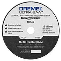 DREMEL US510-01 Cutting Wheel, 3-1/2 in Dia, 0.049 in Thick, 60 Grit, Aluminum Oxide Abrasive