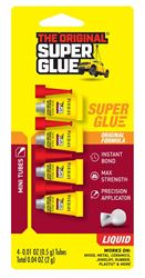 SUPERGLUE CORP 11710072 Single-Use Super Glue, Liquid, Characteristic, Clear/Transparent, 0.5 g Tube