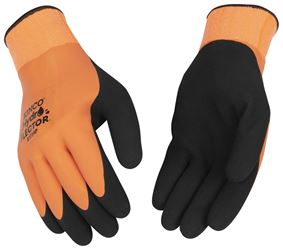 Hydroflector 1784P-L Coated Gloves, L, Knit Wrist Cuff, Latex Coating, Acrylic Glove, Black/Orange 