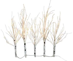 Hometown Holidays 36633 Tree Set LED Twig, 6 in L, Yard Decor, Metal/PVC, White, Matte, Pack of 6