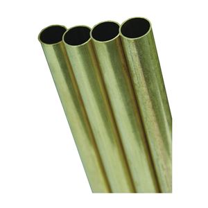 K & S 1146 Decorative Metal Tube, Round, 36 in L, 5/32 in Dia, 0.014 in Wall, Brass, Pack of 5