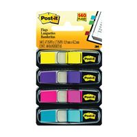 Post-it 683-4AB Flag, 1.7 in L, 0.47 in W, Blue/Pink/Purple/Yellow 