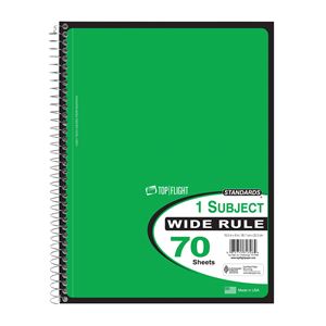 Top Flight WB70PF Series 4510816 Wide Rule Notebook, Micro-Perforated Sheet, 70-Sheet, Wirebound Binding, Pack of 24