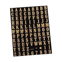 Hy-Ko MM-1 Packaged Number and Letter Set, 5/16 in H Character, Gold Character, Black Background, Mylar, Pack of 10 