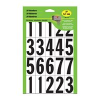 Hy-Ko MM-17N Packaged Number Set, 1-3/4 in H Character, Black Character, White Background, Vinyl, Pack of 10 