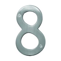 Hy-Ko Prestige Series BR-43SN/8 House Number, Character: 8, 4 in H Character, Nickel Character, Brass, Pack of 3 