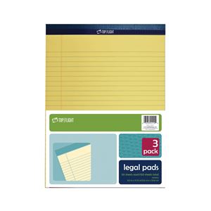 Top Flight N 11 Series 4513094 Legal Pad, 11-3/4 in L x 8-1/2 in W Sheet, 50-Sheet, Canary Yellow Sheet, Pack of 12