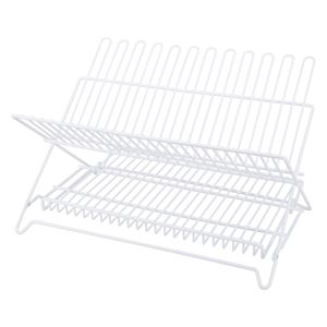 Simple Spaces Dish Rack, 20 lb Capacity, 18-1/4 in L, 12-3/4 in W, 11 in H, Steel, White, White PE Coated