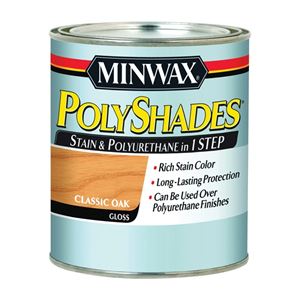 Minwax PolyShades 214704444 Wood Stain and Polyurethane, Gloss, Classic Oak, Liquid, 0.5 pt, Can