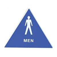 Hy-Ko T-24M Graphic Sign, Triangle, MEN, White Legend, Blue Background, Plastic, 12 in W x 12 in H Dimensions, Pack of 3 
