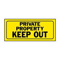 Hy-Ko 23006 Fence Sign, Rectangular, PRIVATE PROPERTY KEEP OUT, Black Legend, Yellow Background, Plastic, Pack of 5 