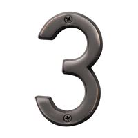 Hy-Ko Prestige Series BR-42OWB/3 House Number, Character: 3, 4 in H Character, Bronze Character, Brass, Pack of 3 