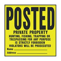 Hy-Ko YP-1 Novelty Legal Sign, Square, Black Legend, Yellow Background, Plastic, 11 in W x 11 in H Dimensions, Pack of 20 