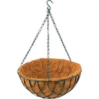 Landscapers Select GB-4303-3L Hanging Planter, Circle, 22 lb Capacity, Natural Coconut/Steel, Matte Green, Pack of 10 
