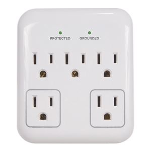 PowerZone OR802155 Tap Surge Protector, 125 V, 15 A, 5-Outlet, 900 Joules Energy, Gray & White