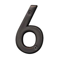 Hy-Ko Prestige Series BR-42OWB/6 House Number, Character: 6, 4 in H Character, Bronze Character, Brass, Pack of 3 