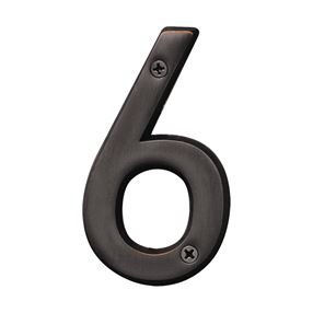 Hy-Ko Prestige Series BR-42OWB/6 House Number, Character: 6, 4 in H Character, Bronze Character, Brass, Pack of 3