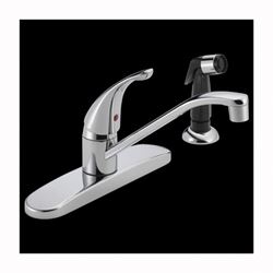 Delta P115LF Kitchen Faucet with Side Sprayer, 1.8 gpm, 1-Faucet Handle, Chrome Plated, Deck, Lever Handle 