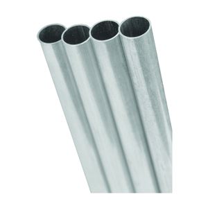 K & S 1114 Decorative Metal Tube, Round, 36 in L, 9/32 in Dia, 0.014 in Wall, Aluminum, Pack of 5