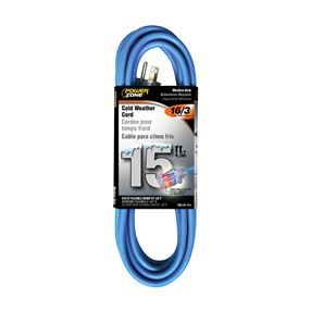 PowerZone ORCW511615 Extension Cord, 16 AWG Cable, 5-15P Grounded Plug, 5-15R Grounded Receptacle, 15 ft L, 125 V