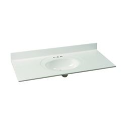 Foremost WS-2249 Vanity Top, 49 in OAL, 22 in OAW, Marble, Solid White, Oval Bowl, Countertop Edge 