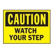Hy-Ko 567 Caution Sign, Rectangular, WATCH YOUR STEP, Black Legend, Yellow Background, Polyethylene, Pack of 5 