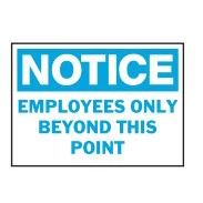 Hy-Ko 581 Notice Sign, Rectangular, EMPLOYEES ONLY BEYOND THIS POINT, Blue Legend, White Background, Polyethylene, Pack of 5 