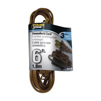 PowerZone OR670606 Extension Cord, 16 AWG Cable, 6 ft L, 125 V, Brown 