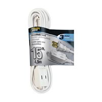 PowerZone OR660615 Extension Cord, 16 AWG Cable, 15 ft L, 125 V, White 