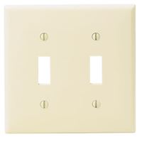 Leviton 001-80709-00I Wallplate, 4-1/2 in L, 2-3/4 in W, 2 -Gang, Nylon, Ivory, Smooth 