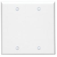 Leviton 001-88025-000 Wallplate, 4-1/2 in L, 4.56 in W, 0.22 in Thick, 2 -Gang, Thermoset Plastic, White, Smooth 