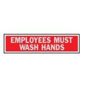 Hy-Ko 443 Princess Sign, Rectangular, EMPLOYEES MUST WASH HANDS, Gray Legend, Red Background, Aluminum, Pack of 10 