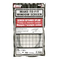 Make-2-Fit P 7635 Screen Retainer Spline, 0.155 in D, 25 ft L, Vinyl, Gray, Round 