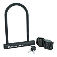 Master Lock 8170D U-Lock, Keyed Different Key, 1/2 in Dia Shackle, Steel Body, 6-1/8 in W Body 
