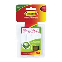 Command 17043 Picture Hanger, 5 lb, Plastic, White, Adhesive Strip Mounting, 4/PK 