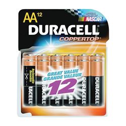 Duracell COPPERTOP MN1500 Series MN15RT12Z Battery, 1.5 V Battery, AA Battery, Alkaline, Manganese Dioxide 
