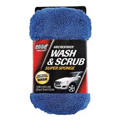 FLP 8907 Wash and Scrub Super Sponge, 7.8 in L, 4 in W, 1.4 in Thick, Microfiber Cloth, Blue, Pack of 3 