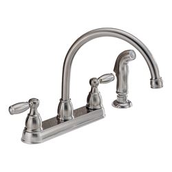 Delta Peerless Claymore Series P299575LF-SS Kitchen Faucet, 1.8 gpm, 2-Faucet Handle, Stainless Steel, Deck 