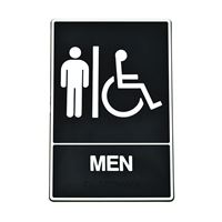 Hy-Ko DB-1 Graphic Sign, Rectangular, MEN, White Legend, Black Background, Plastic, 6 in W x 9 in H Dimensions, Pack of 3 
