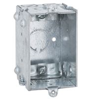 Raco 528 Switch Box, 1-Gang, 1-Outlet, 7-Knockout, 1/2 in Knockout, Steel, Gray, Galvanized, Bracket 