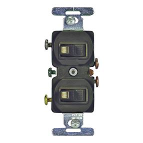 Eaton Wiring Devices 271B-BOX Combination Toggle Switch, 15 A, 120/277 V, Screw Terminal, Brown