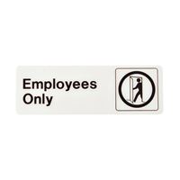 Hy-Ko D-2 Graphic Sign, Rectangular, Employees Only, Dark Brown Legend, White Background, Plastic, Pack of 5 